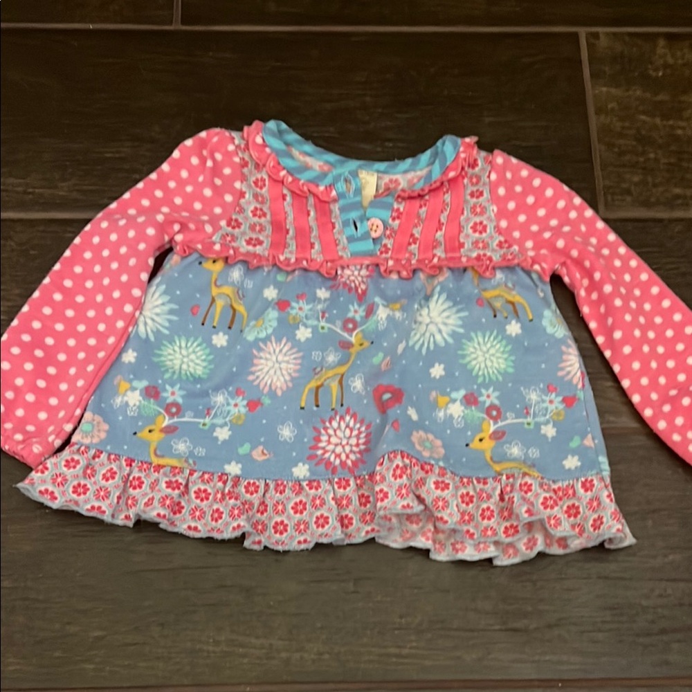 Matilda Jane Pink and Blue Pajama Set with Ruffled Details - Picture 6 of 8